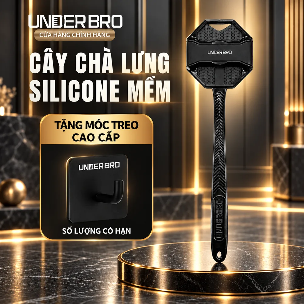 Banner Cán nối dài bàn chải tắm Under Bro - cây chà lưng silicone mềm