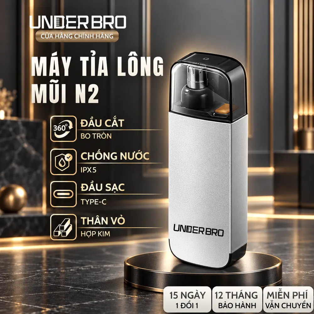 Banner máy tỉa lông mũi Under Bro N2 vỏ hợp kim, chống nước IPX5